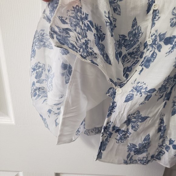 NWT J GLEE Boho Dress Blue/White Floral Knee Length Size L - Picture 5 of 13